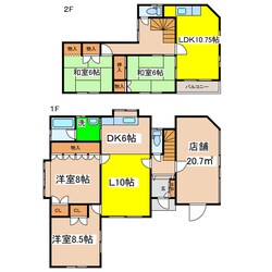 鶴野東４－１３－２５店舗付住宅の物件間取画像